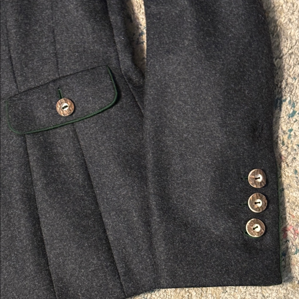 Kleider Manufaktur Habsburg Gray Women's Jacket with Green Trim & Horn Buttons 4 - Picture 5 of 12